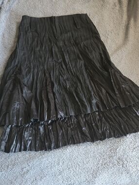 Sz 10 Vintage Womens NZL Tiered Layer Pinstriped Maxi Gothic Goth Punk Skirt